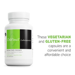 DAVINCI Labs Healthy Veins product packaging box and bottle close-up
