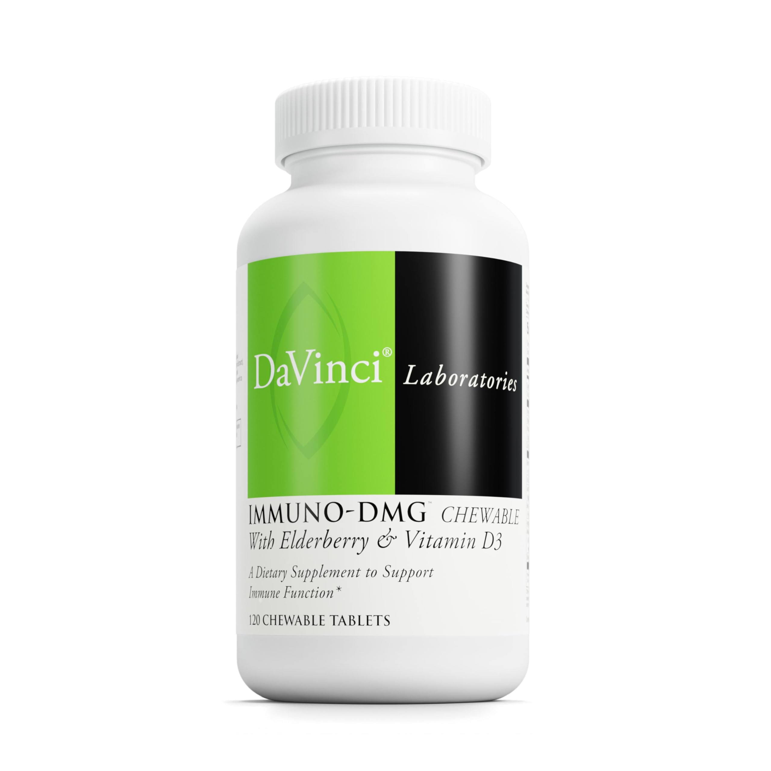 DAVINCI Labs Immuni-DMG chewable bottle with Elderberry and Vitamin D3 label