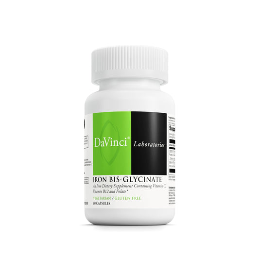 DAVINCI Labs Iron Bis-Glycinate bottle with 60 vegan capsules (hero image)