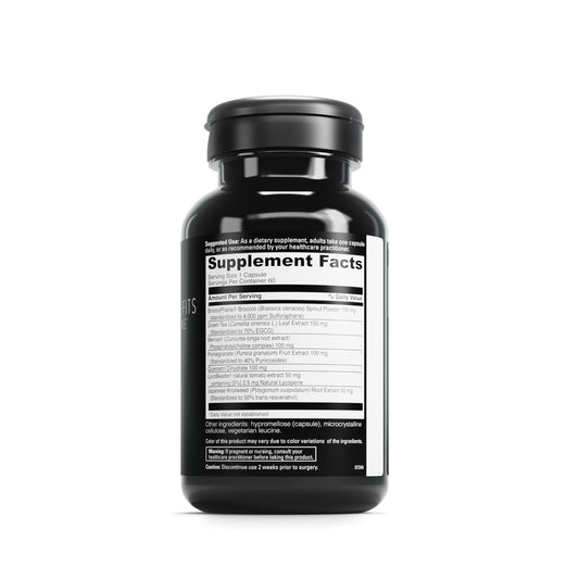 Close-up of Phyto Benefits capsules next to the bottle