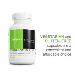 Vegetarian and gluten-free badges on Poten-C 500 label