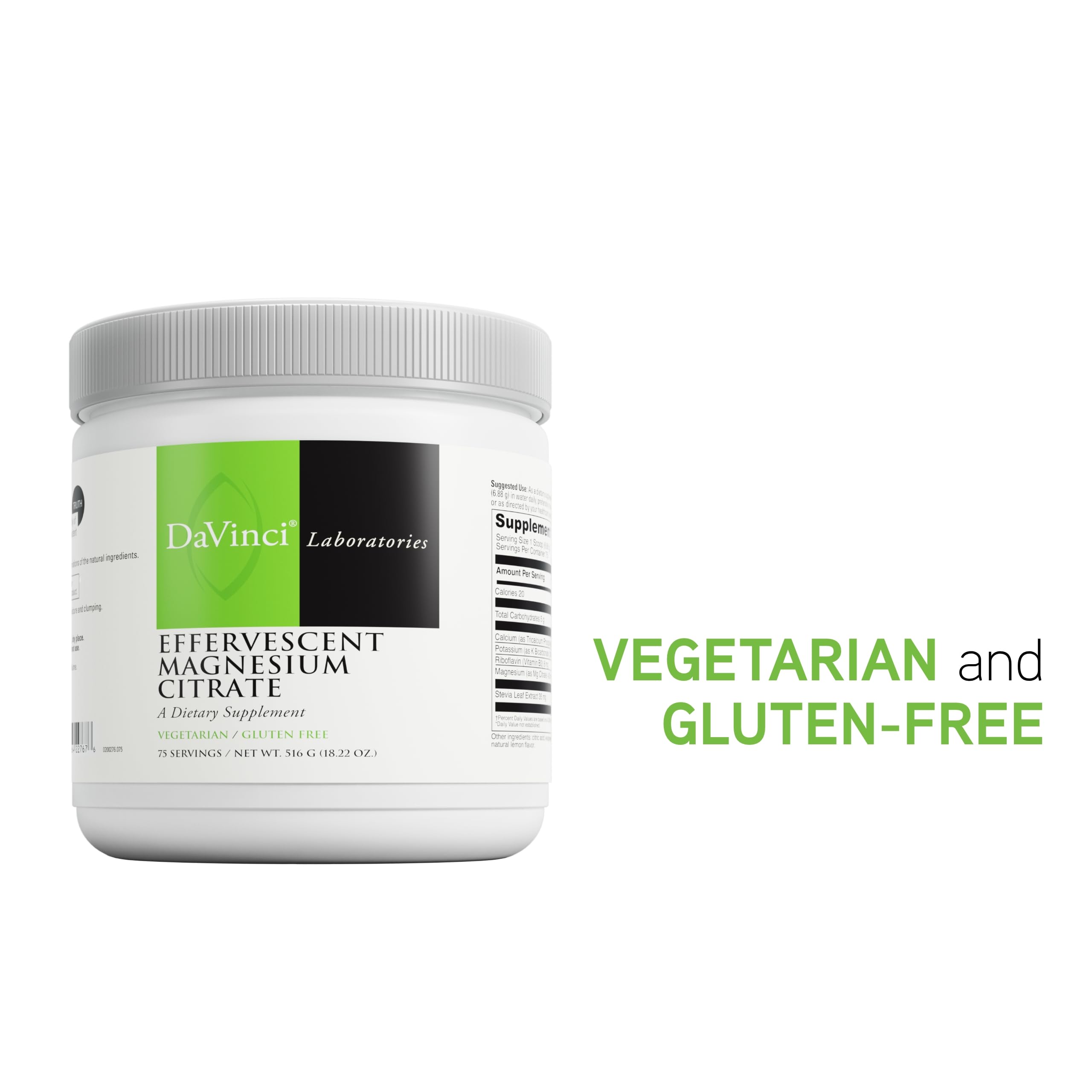 Serving scoop and 420 mg magnesium information for DaVinci Labs product