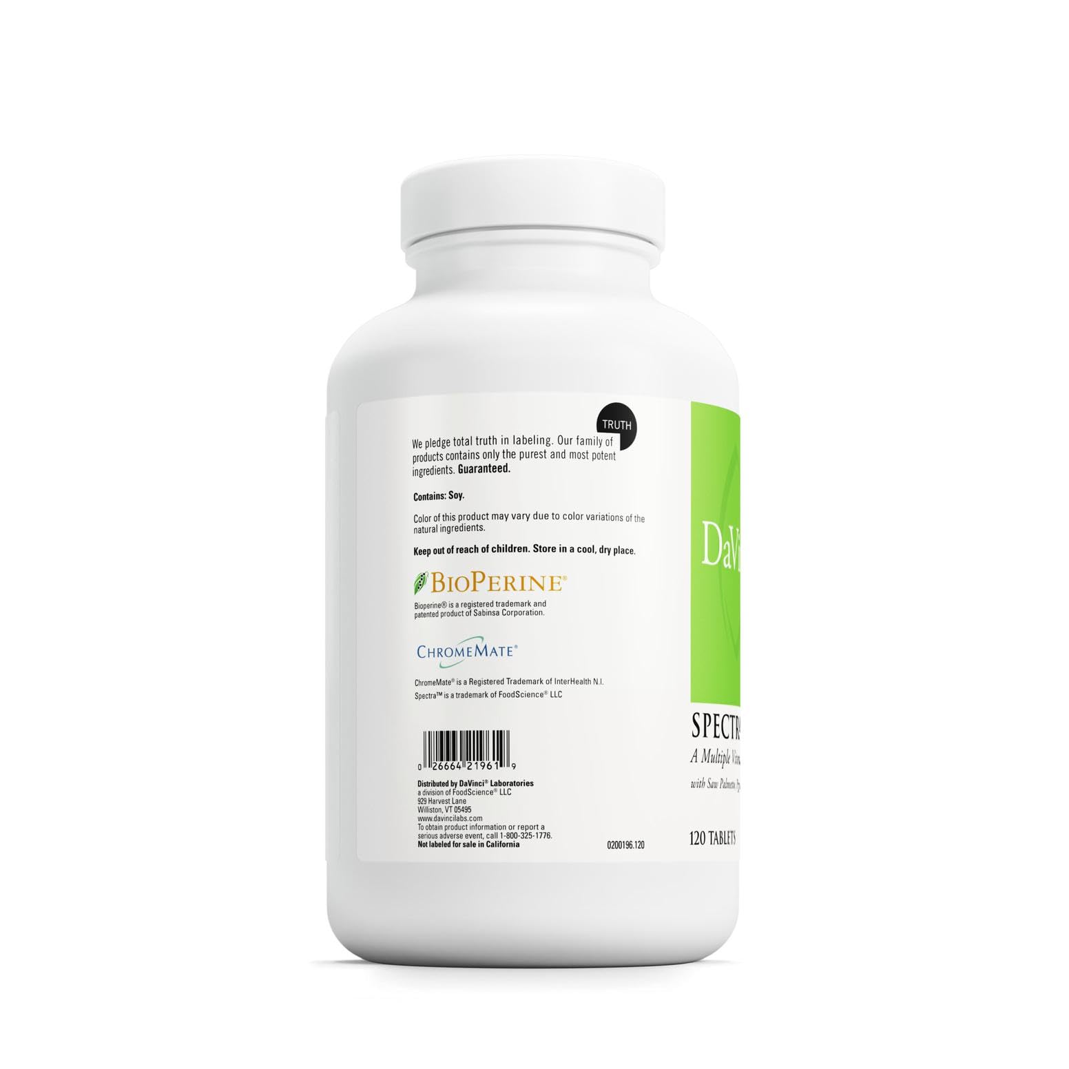 Assorted vitamins, minerals, amino acids and herbs in Spectra Man