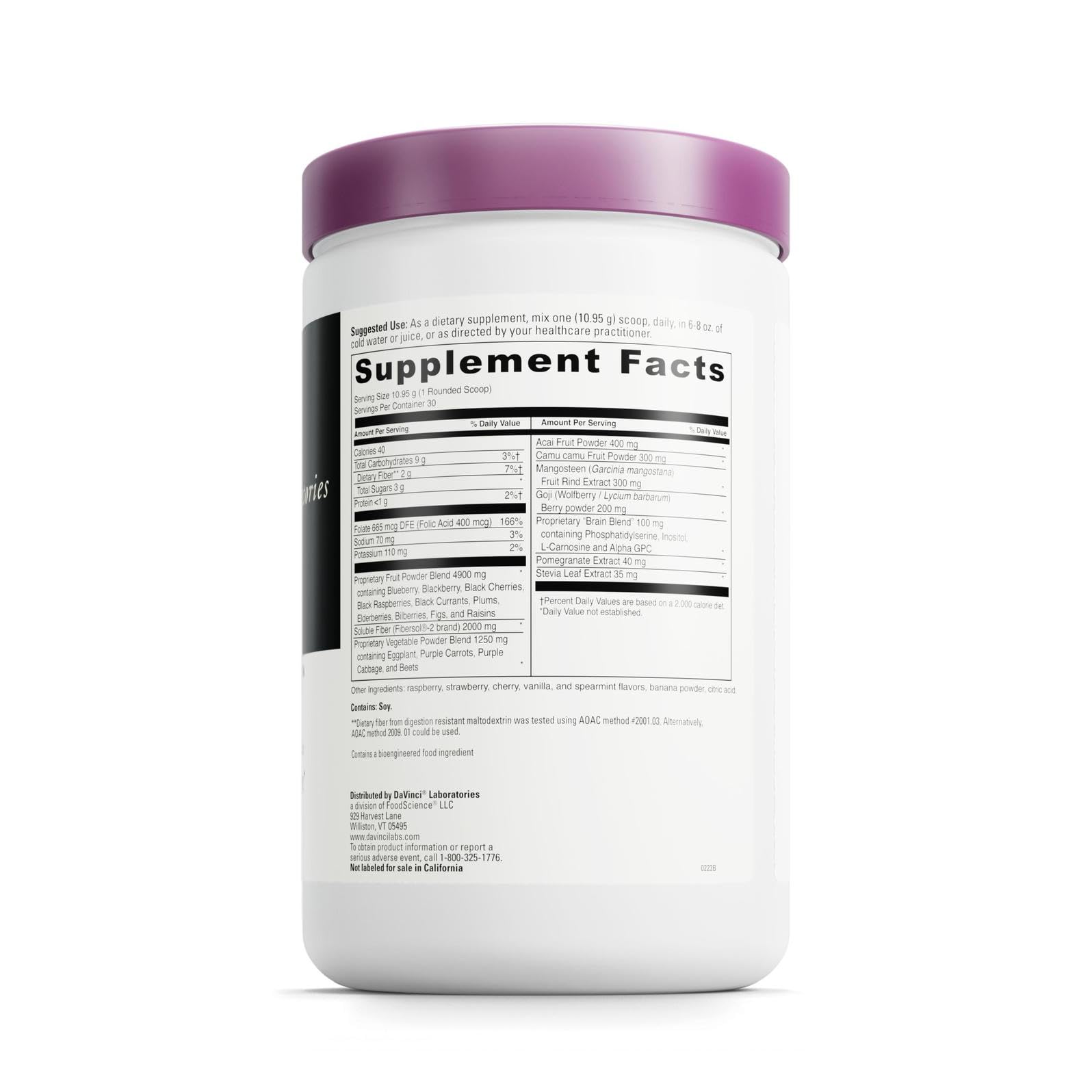 Label close-up highlighting antioxidants and ingredients