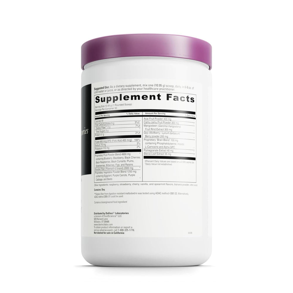 Label close-up highlighting antioxidants and ingredients