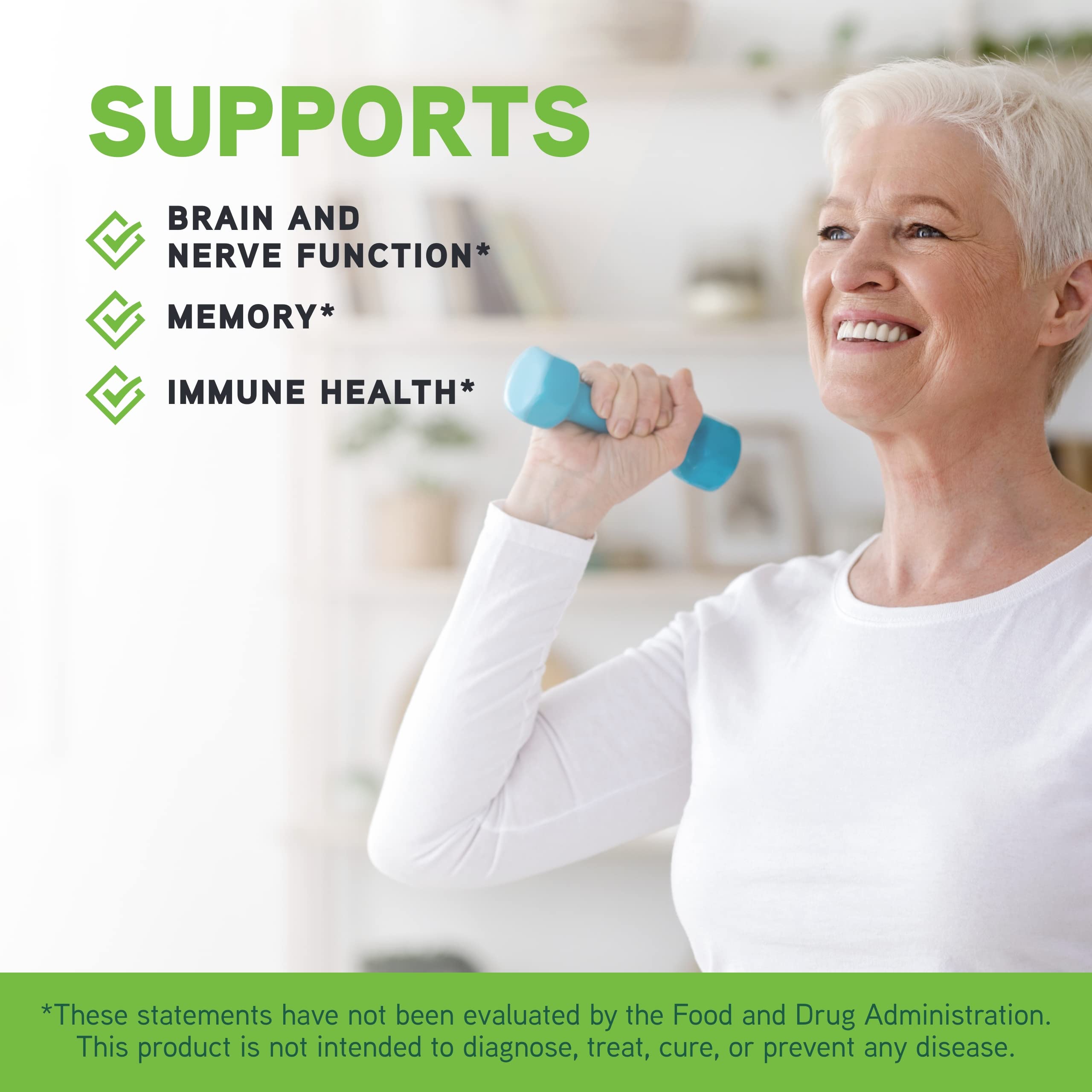 Nutrition label highlighting brain and immune health benefits