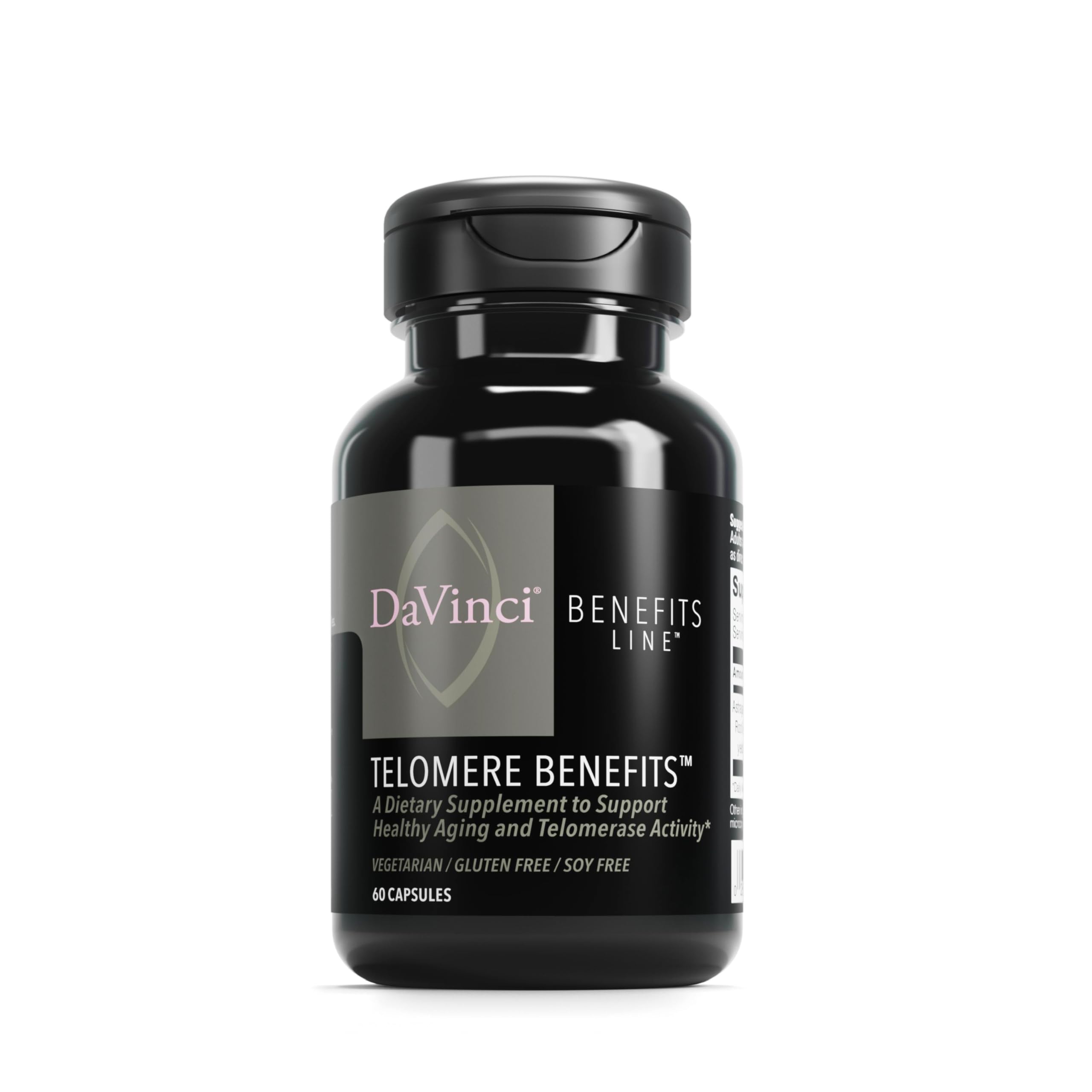  DAVINCI Labs Telomere Benefits bottle on white background