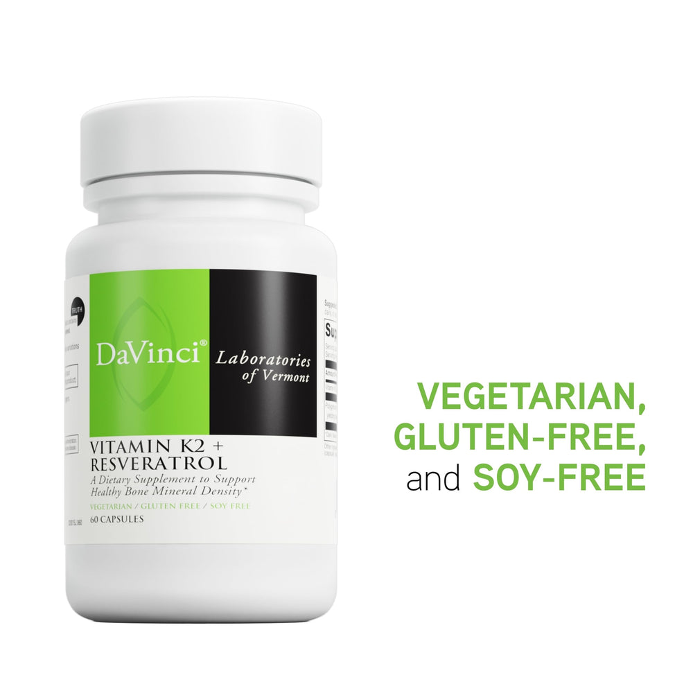 Soy-free, gluten-free Vitamin K2 & Resveratrol suitable for vegetarians