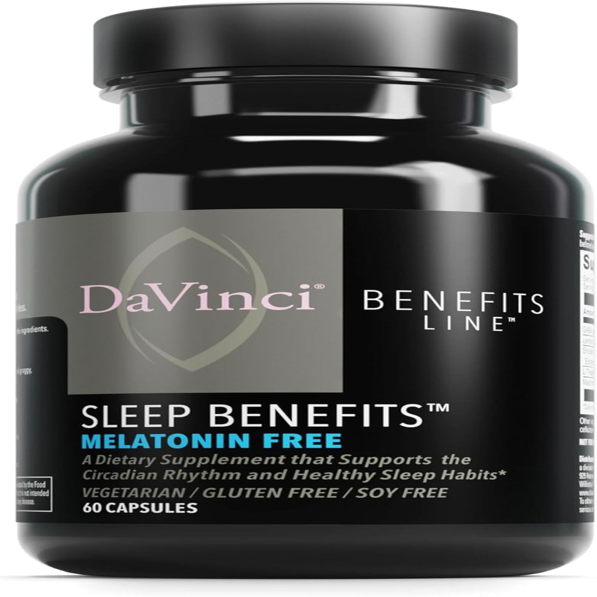 DaVinci Sleep Benefits bottle with 60 capsules