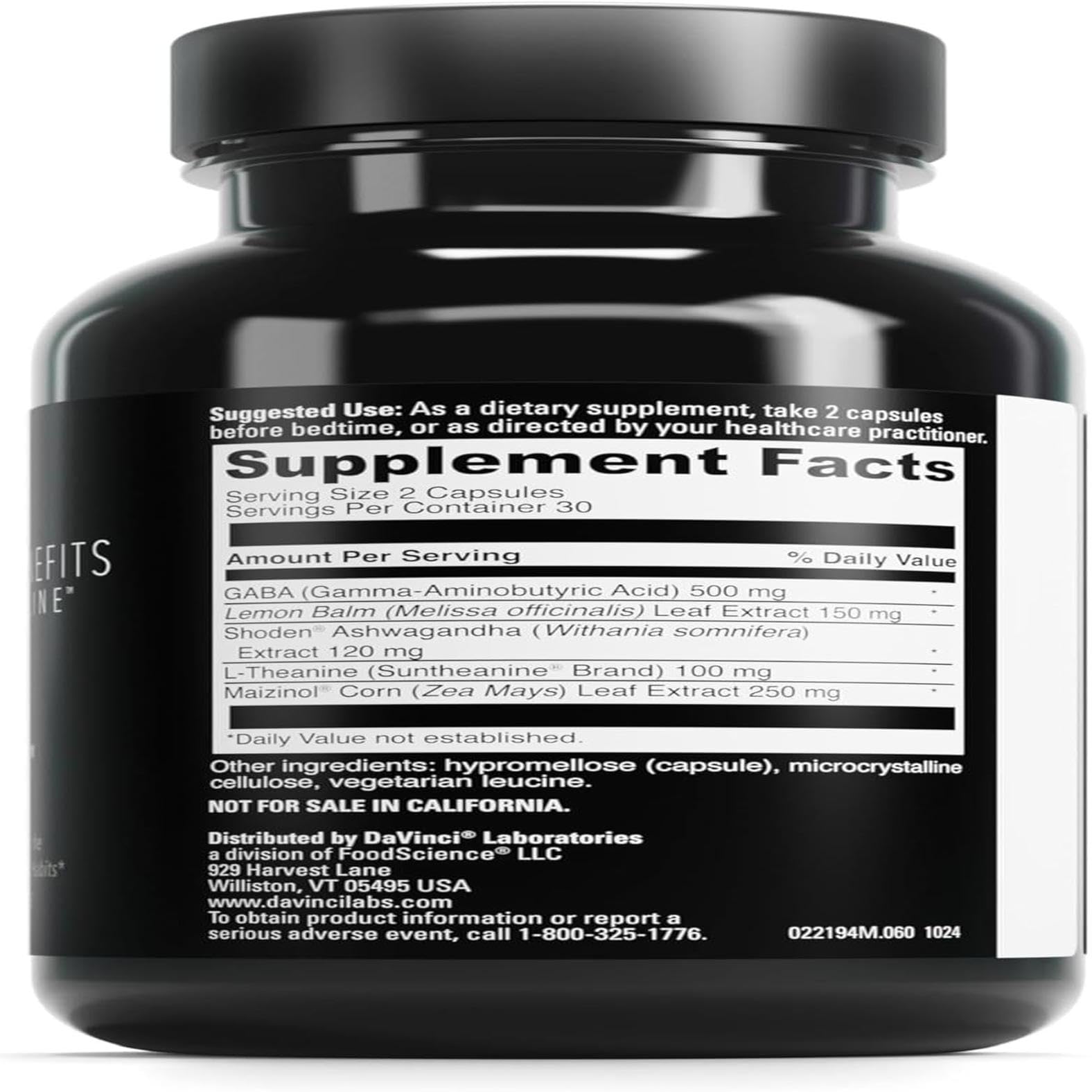 Ingredients illustration featuring Maizinol and Shoden ashwagandha