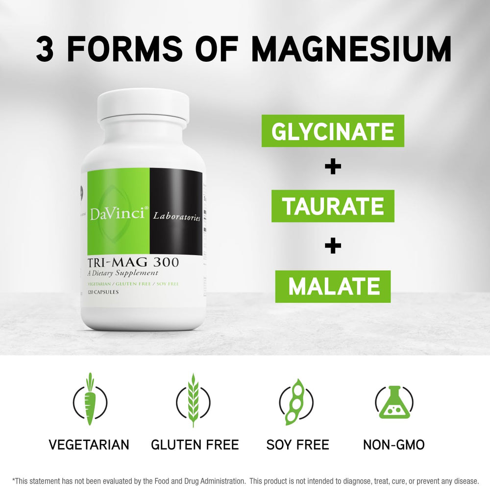 Graphic showing magnesium glycinate, taurate and malate forms
