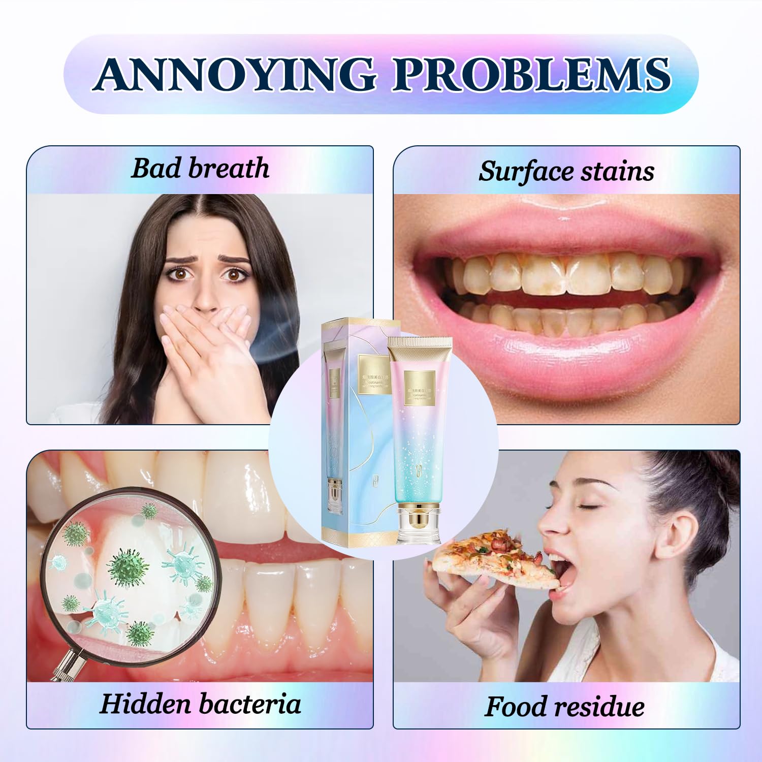 Person brushing teeth with Dazzle White toothpaste for fresh breath