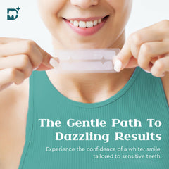 At-home whitening session using DazzleLabs strips