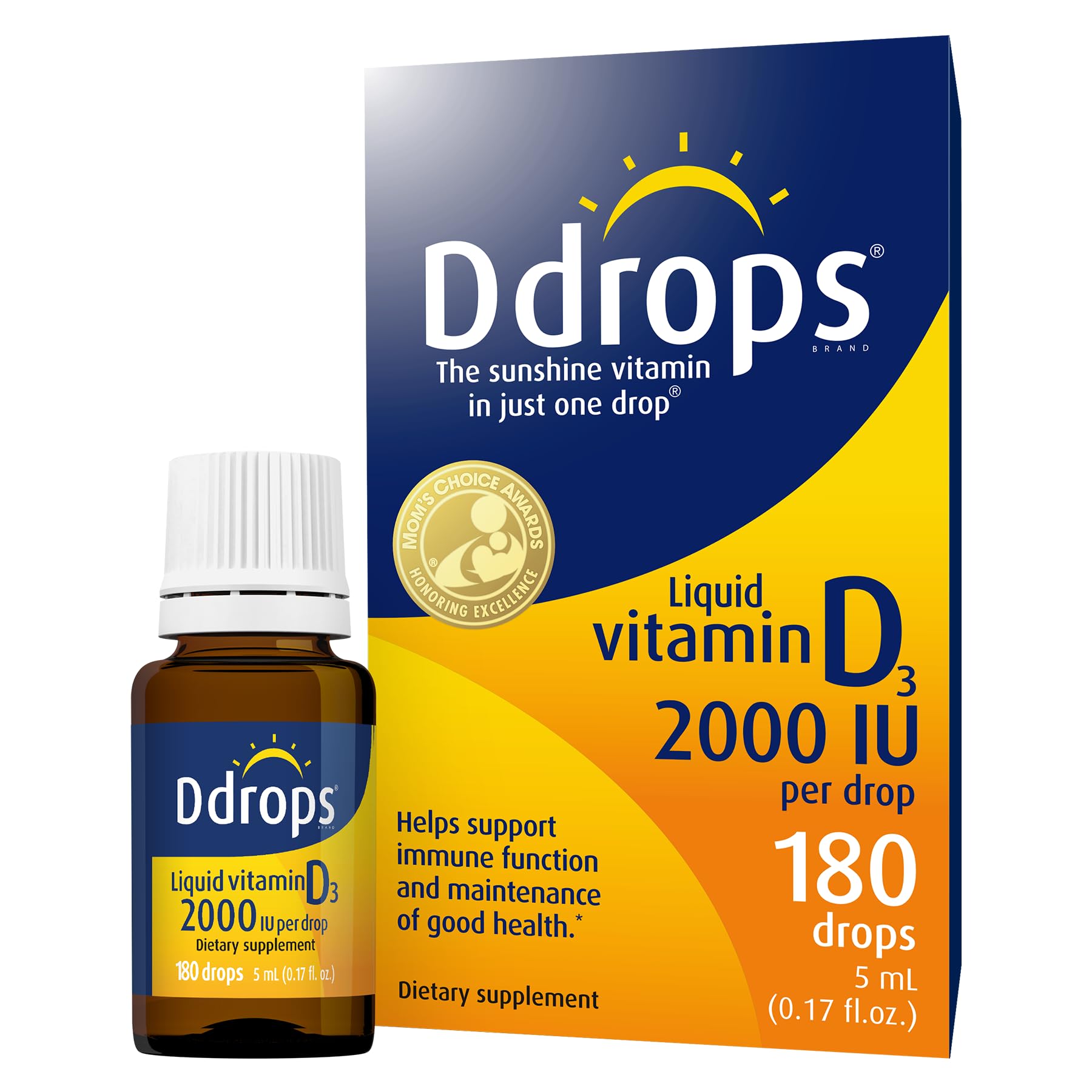 Ddrops Adults 2000IU 180 Drops bottle – front view