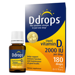 Ddrops Adults 2000IU 180 Drops bottle – front view