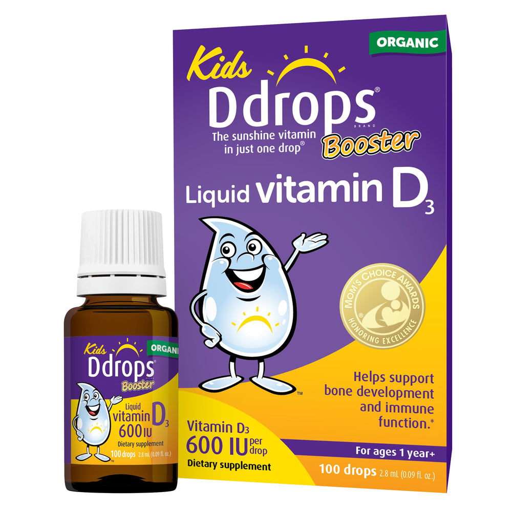 Ddrops Kids Booster 600IU bottle with 100 drops
