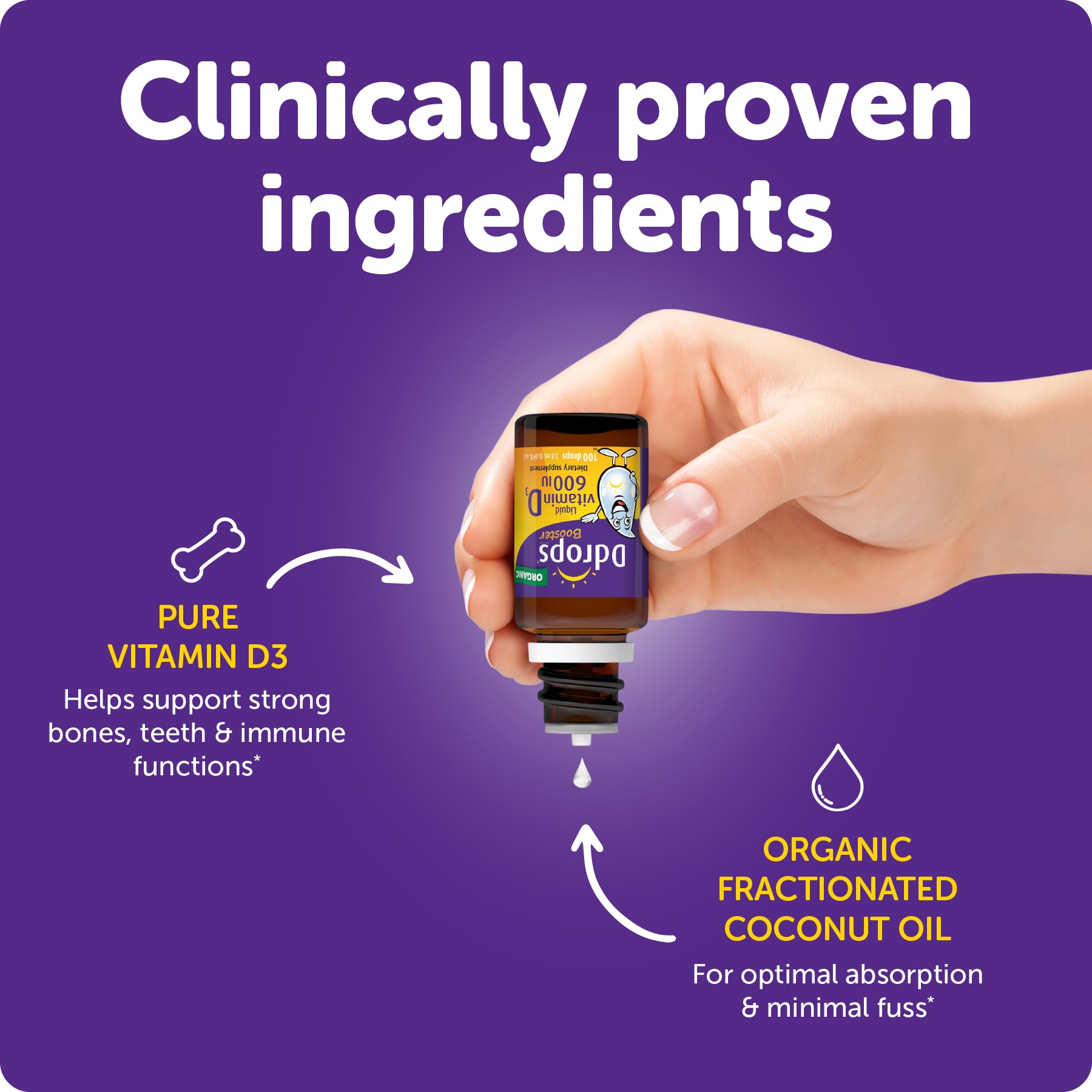 Allergen-friendly, preservative-free liquid vitamin D for kids