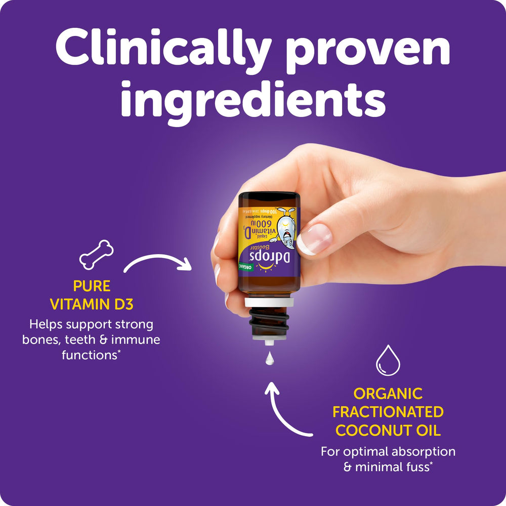 Allergen-friendly, preservative-free liquid vitamin D for kids