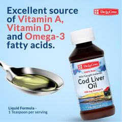 Close-up of cod liver oil liquid inside the bottle