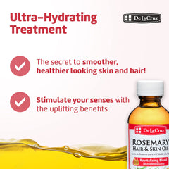 De La Cruz Rosemary Oil Blend on skin delivers lightweight moisture.