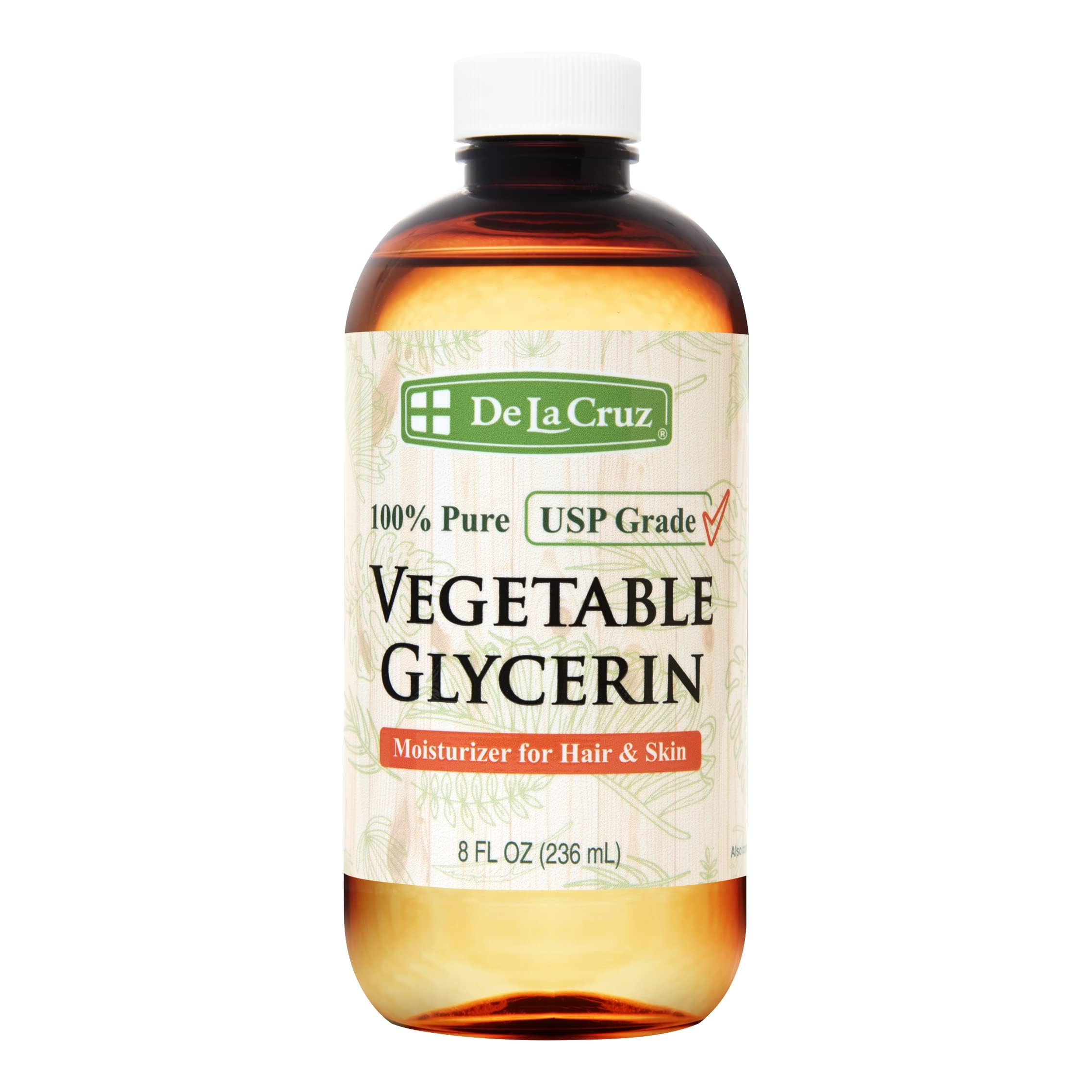 De La Cruz Vegetable Glycerin bottle for skin hydration and DIY mixing.