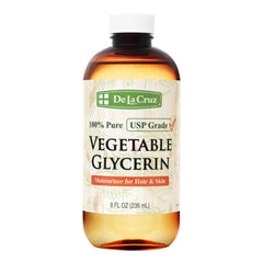 De La Cruz Vegetable Glycerin bottle for skin hydration and DIY mixing.