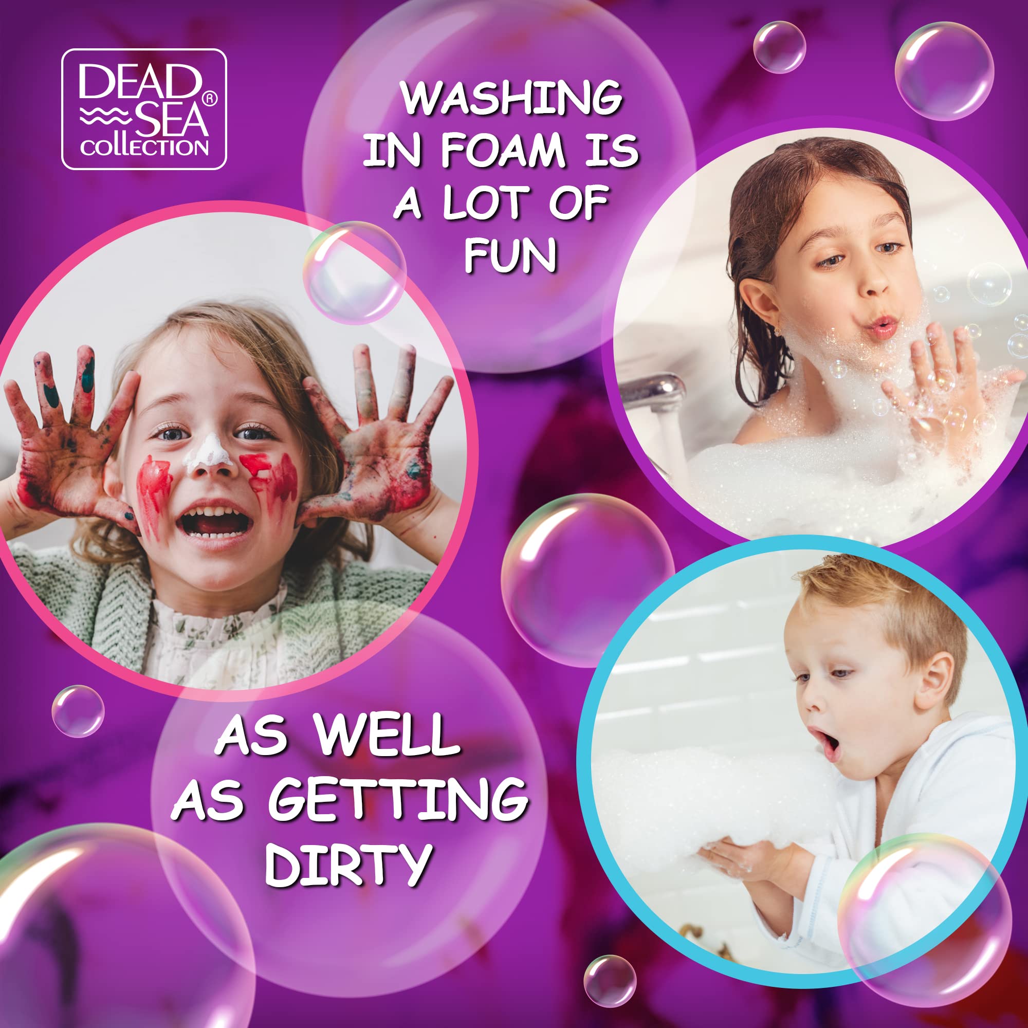 Child-friendly bath time with bubbly lavender fragrance