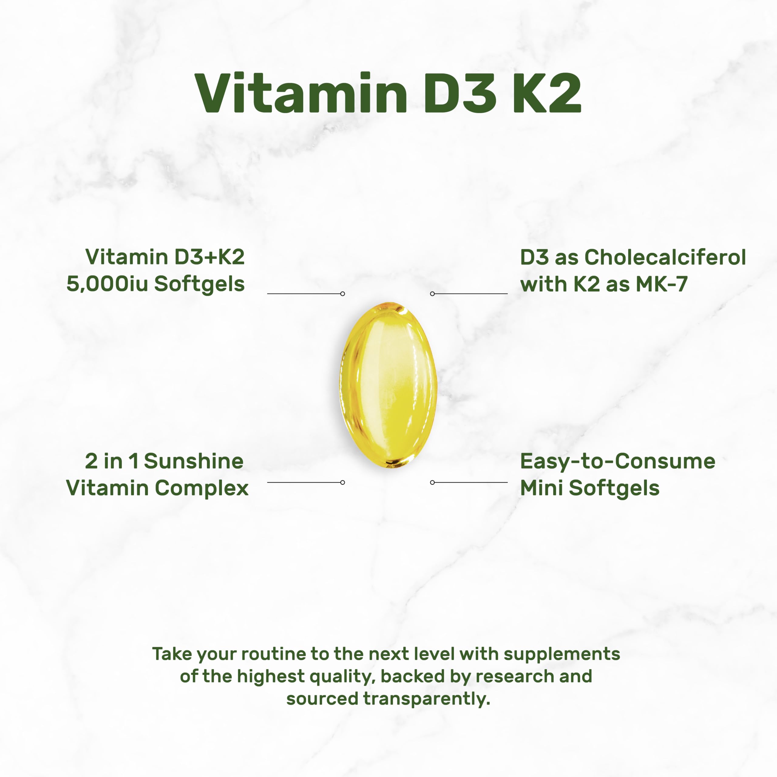 2-in-1 vitamin D3 and K2 softgels with packaging
