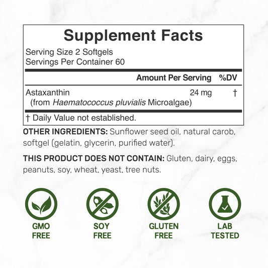 Label showing 24mg per serving and 120 softgels