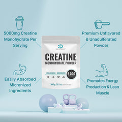 Creatine monohydrate powder dissolving easily in a beverage
