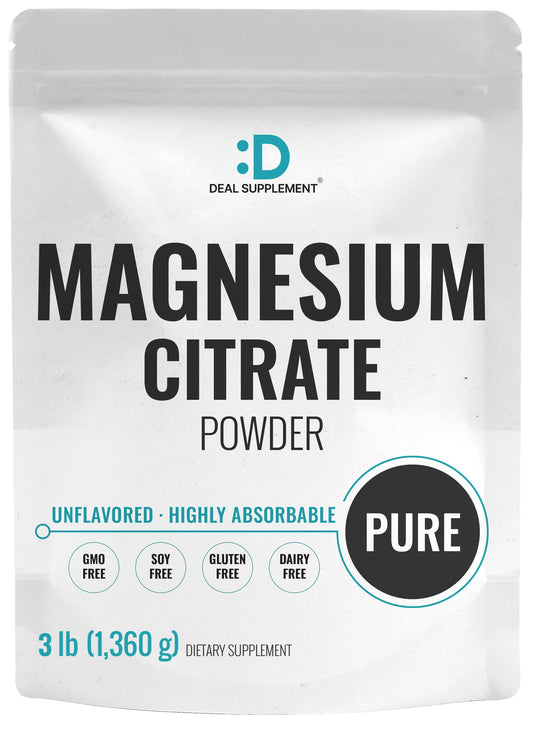 Deal Supplement Magnesium Citrate Powder 500mg 3lb pouch – unflavored