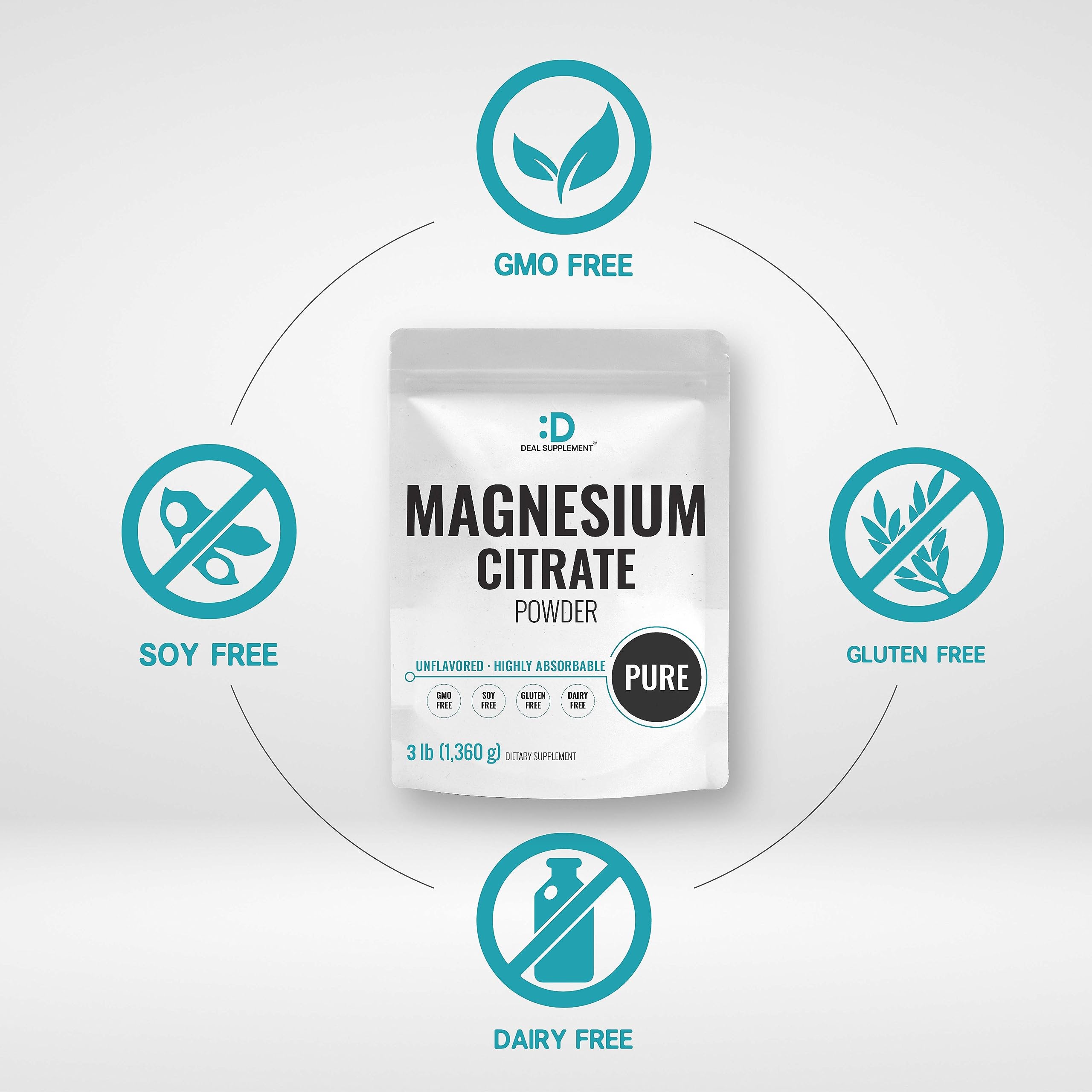 Unflavored magnesium citrate powder in 3lb pouch