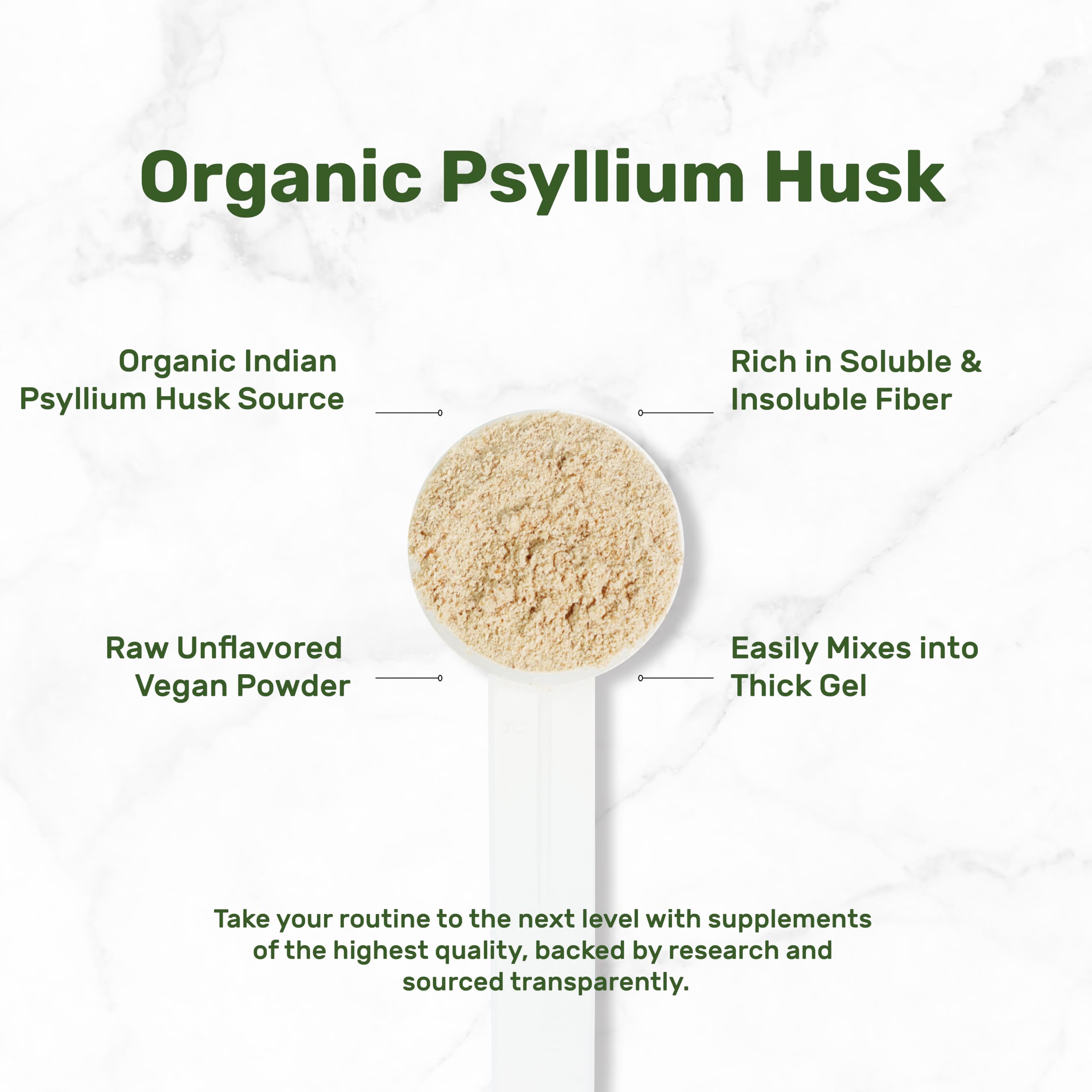 Ingredients label showing organic psyllium husk powder
