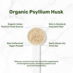 Ingredients label showing organic psyllium husk powder