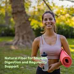 Psyllium husk powder shown for smoothies and shakes