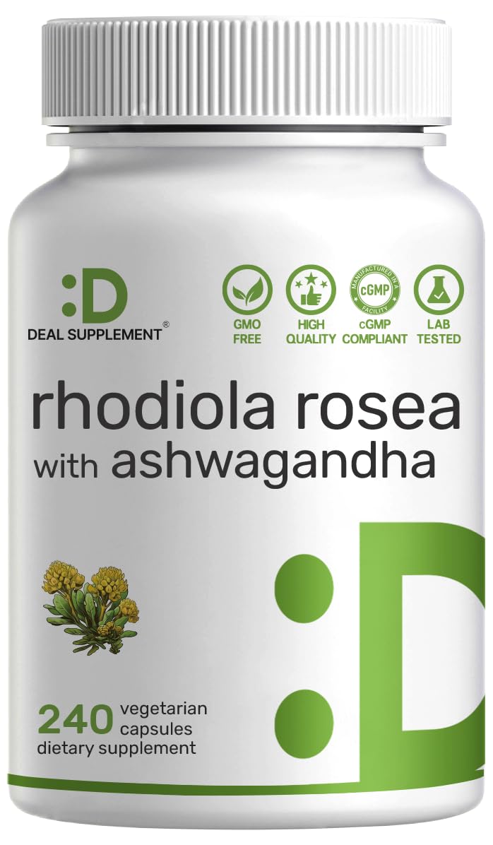 Hero image: DEAL SUPPLEMENT Rhodiola Rosea with Ashwagandha, 240 veggie capsules