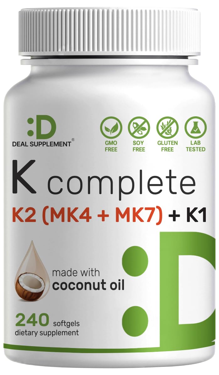 Bottle of DEAL SUPPLEMENT Vitamin K Complete with 240 softgels