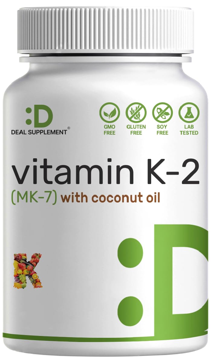 DEAL SUPPLEMENT Vitamin K2 MK-7 200mcg bottle label close-up