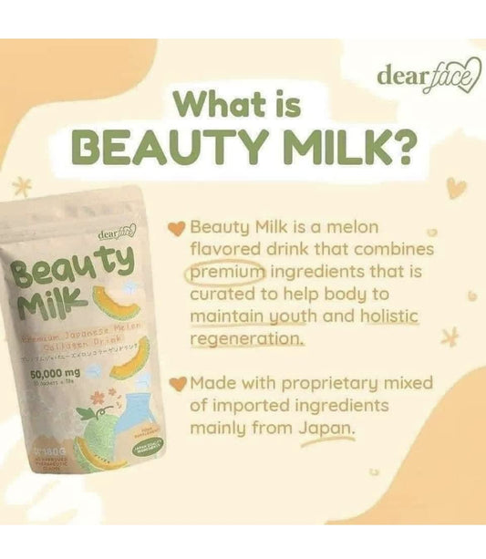 Sachets of Dear Face Beauty Milk Strawberry & Melon collagen drink