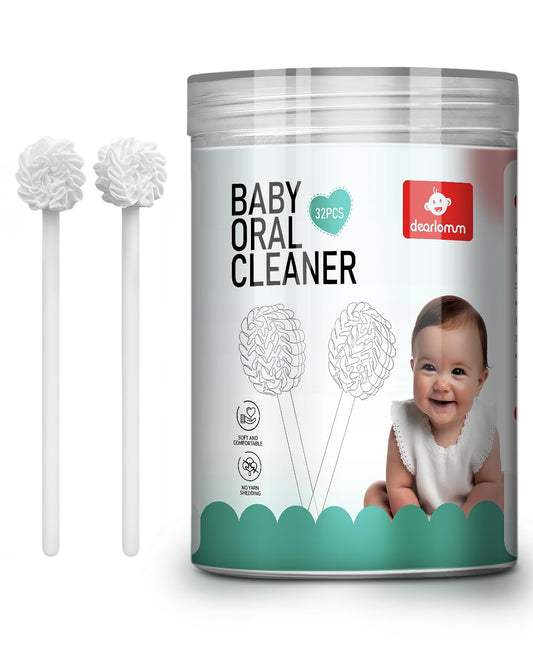 Dearlomum 32PCS Baby Tongue Cleaner package and components