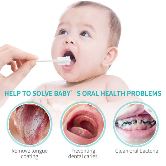 Disposable infant toothbrushes on display