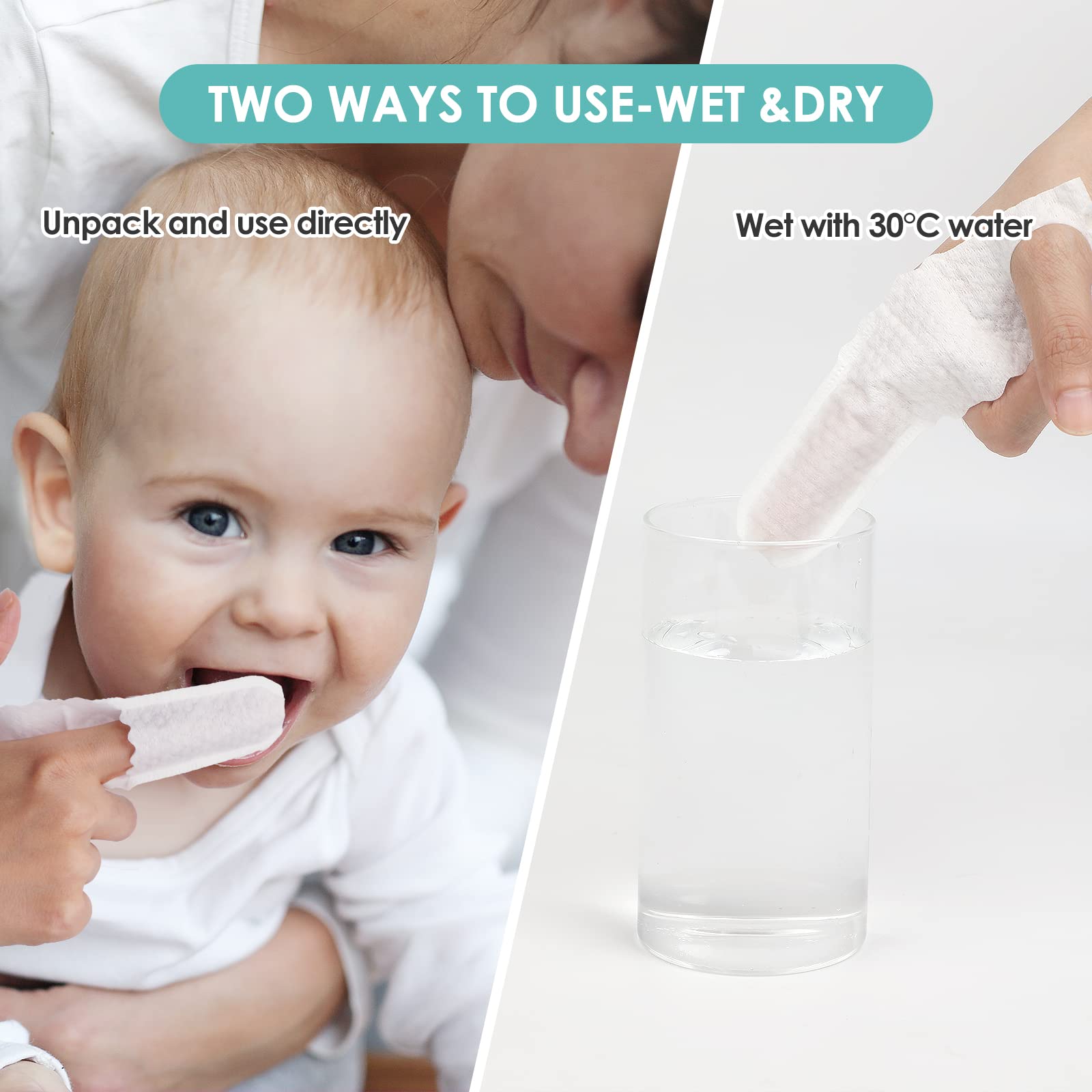 Newborn tongue cleaner ring with finger wipe