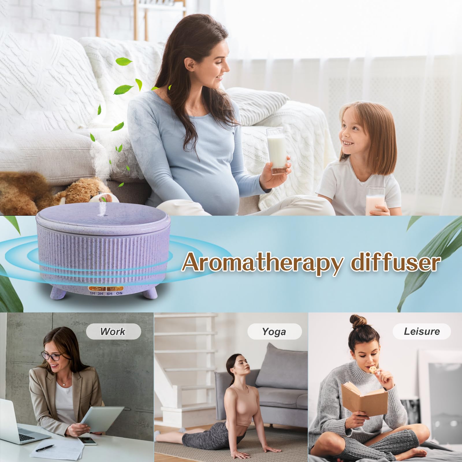 Purple bedroom decor diffuser in living space