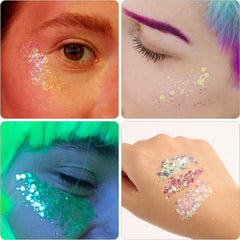 DECOYARDOO rhinestones face jewels shimmer under UV light for bold looks