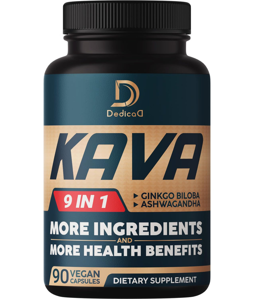Front view of DEDICAD Kava Kava Capsules bottle