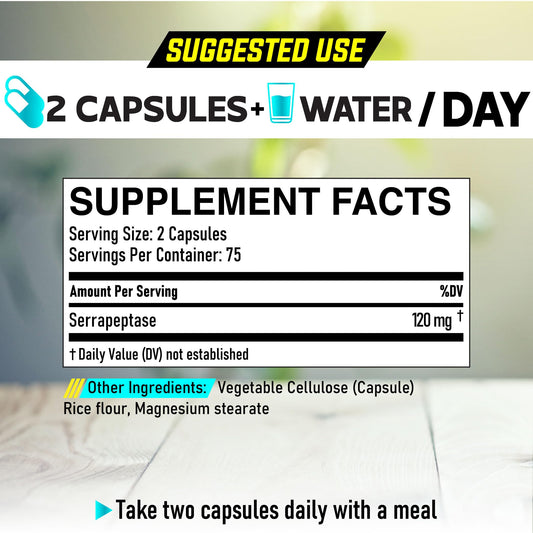 Close-up of Serrapeptase capsules