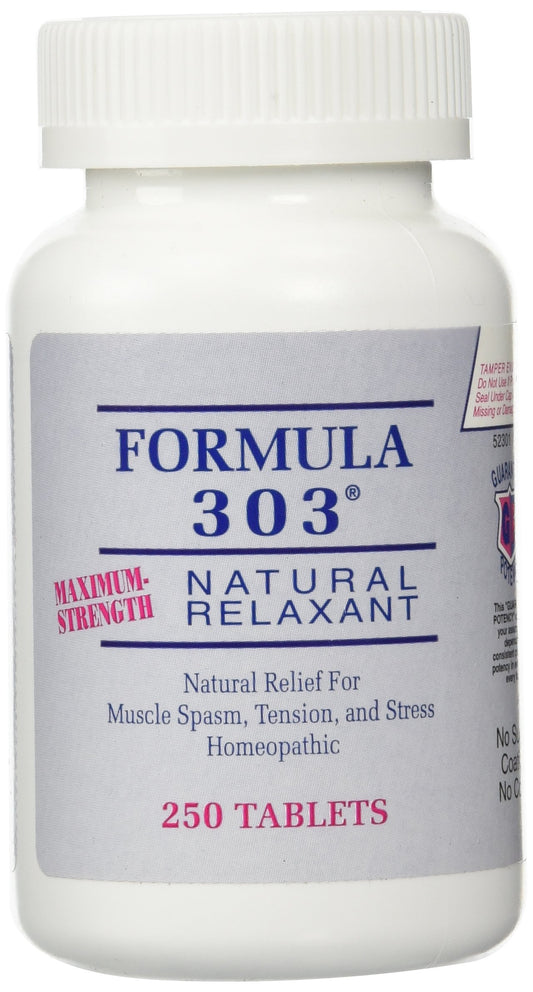 Dee Cee Laboratories Formula 303 bottle front for natural relaxation