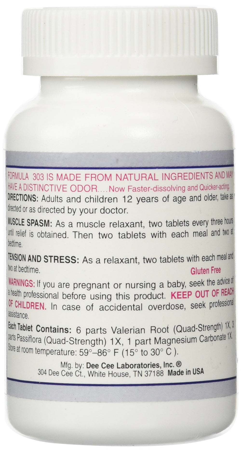 Dee Cee Laboratories Formula 303 tablets closeup earthy tone and compact dosing