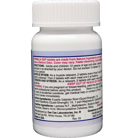 Formula 303 ingredients: valerian root, passionflower, and magnesium