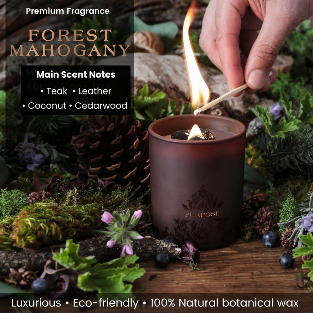 Brown glass jar with embossed pattern for Empowerment Candle